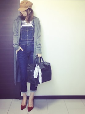 「holiday」｜「アイテム（サロペット/オーバーオール）」を使った、Naoさん（レディース・168cm）の春コーディネート