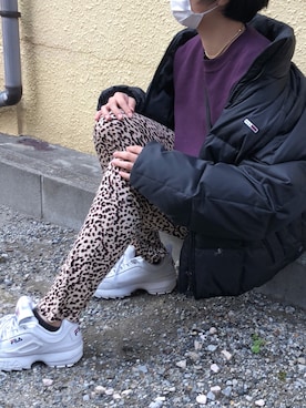 「FILA（フィラ）のアイテム（ダウンジャケット/コート）」を使った、🍋さん（レディース・157cm）の冬コーディネート