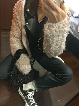 「チャックテイラー」｜「アイテム（ライダースジャケット）」を使った、🐇226285🐈さん（レディース・152cm）の秋コーディネート