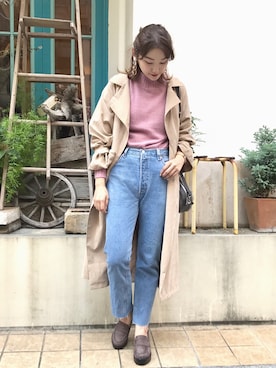 「Chico（チコ）のアイテム（その他アウター）」を使った、hinokuchi minaさん（レディース・166cm）の秋コーディネート