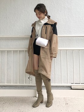 「Chico（チコ）のアイテム（その他アウター）」を使った、hinokuchi minaさん（レディース・166cm）の秋コーディネート