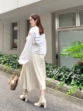 「Chico（チコ）のアイテム（スカート）」を使った、hinokuchi minaさん（レディース・166cm）の秋コーディネート