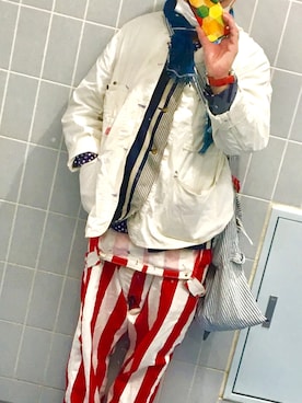 「BIG SMITH（ビッグスミス）のアイテム（サロペット/オーバーオール）」を使った、ATTOKUNさん（メンズ・171cm）の夏コーディネート