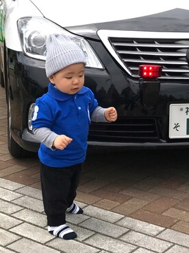 「POLO RALPH LAUREN（ポロ ラルフ ローレン）のアイテム（ポロシャツ、ブルー系）」を使った、そーたん⌄̈⃝さん（キッズ）の夏コーディネート