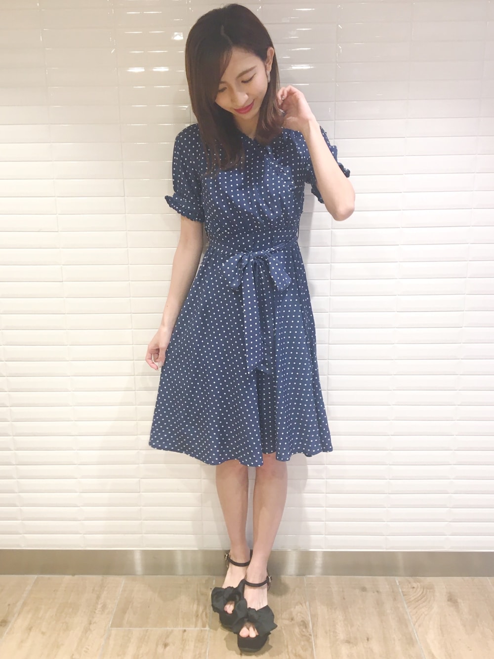 titty&Co. 白 ホワイト さくらんぼ柄 フリル オフィショル ワンピース  