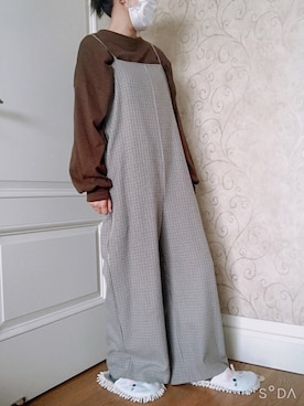 「one after another NICE CLAUP（ワンアフターアナザーナイスクラップ）のアイテム（オールインワン・サロペット）」を使った、kanakook0709さん（レディース・154cm）の秋コーディネート