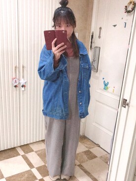 「one after another NICE CLAUP（ワンアフターアナザーナイスクラップ）のアイテム（オールインワン・サロペット）」を使った、kanakook0709さん（レディース・154cm）の冬コーディネート