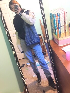「日常」｜「アイテム（スウェット）」を使った、Rubyさん（レディース・153cm）の秋コーディネート