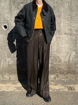 「マスタードイエロー」｜「アイテム（ブルゾン）」を使った、はすおさん（レディース・157cm）の冬コーディネート