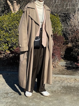 「ジャーマントレーナー」｜「アイテム（トレンチコート）」を使った、はすおさん（レディース・157cm）の冬コーディネート