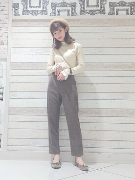 「グレンチェック」｜「アイテム（ハンチング/ベレー帽）」を使った、Bepuchan 🦢さん（レディース・156cm）の秋コーディネート