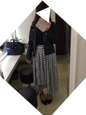 「RAY CASSIN（レイカズン）のアイテム（ライダースジャケット）」を使った、HaLuさん（レディース・157cm）の春コーディネート