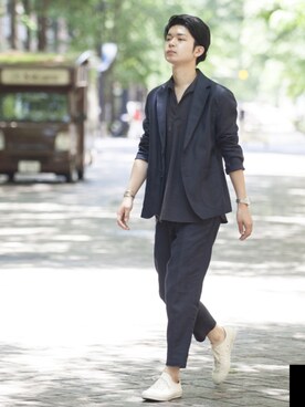 「アイテム（バングル/リストバンド）」を使った、マキさん（メンズ・184cm・20代）の夏コーディネート
