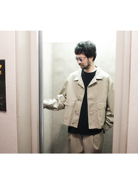 「ワッフル」｜「アイテム（ブルゾン）」を使った、UCHIDAさん（メンズ・175cm）の秋コーディネート