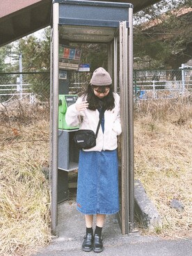 「KANGOL（カンゴール）のアイテム（その他アウター）」を使った、オードリーさん（レディース・157cm）の春コーディネート