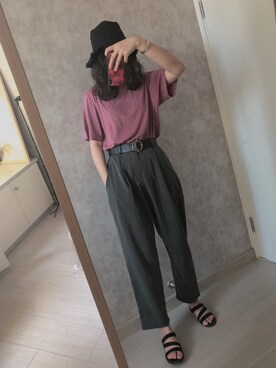 「盐系风格」｜「アイテム（スラックス）」を使った、春日弥生さん（レディース・167cm）の夏コーディネート