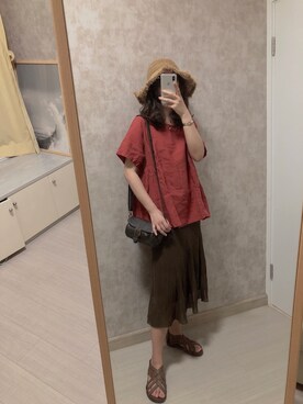 「通勤穿搭」｜「アイテム（サンダル）」を使った、春日弥生さん（レディース・168cm）の夏コーディネート