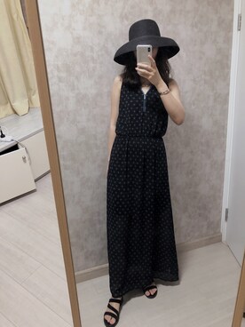 「休闲」｜「アイテム（ジャンパースカート）」を使った、春日弥生さん（レディース・168cm）の夏コーディネート