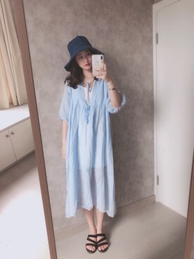 「通勤穿搭」｜「アイテム（サンダル）」を使った、春日弥生さん（レディース・168cm）の夏コーディネート