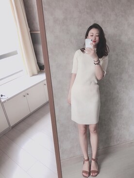 「通勤穿搭」｜「アイテム（サンダル）」を使った、春日弥生さん（レディース・168cm）の夏コーディネート