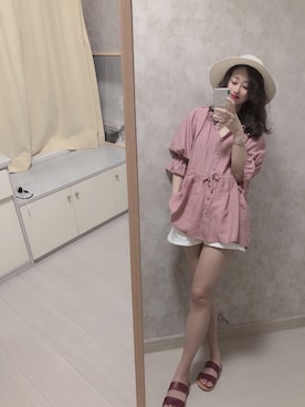 「通勤穿搭」｜「アイテム（サンダル）」を使った、春日弥生さん（レディース・168cm）の夏コーディネート