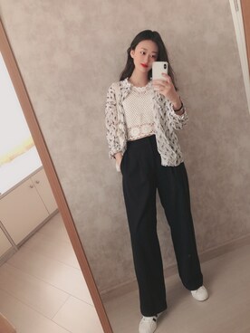 「日系极简」｜「アイテム（スラックス）」を使った、春日弥生さん（レディース・168cm）の夏コーディネート