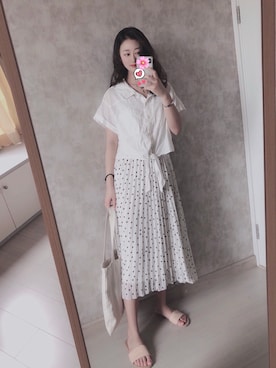 「通勤穿搭」｜「アイテム（ワンピース）」を使った、春日弥生さん（レディース・167cm）の夏コーディネート