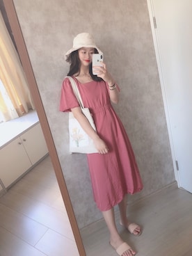 「通勤穿搭」｜「アイテム（ワンピース）」を使った、春日弥生さん（レディース・167cm）の夏コーディネート