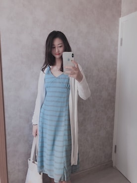 「基础款」｜「アイテム（ジャンパースカート）」を使った、春日弥生さん（レディース・167cm）の夏コーディネート