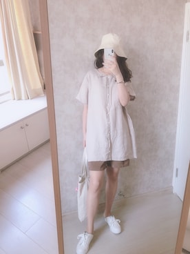 「通勤穿搭」｜「アイテム（スリッポン）」を使った、春日弥生さん（レディース・167cm）の夏コーディネート