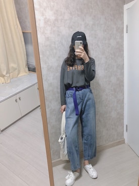 「日系极简」｜「アイテム（スリッポン）」を使った、春日弥生さん（レディース・167cm）の夏コーディネート