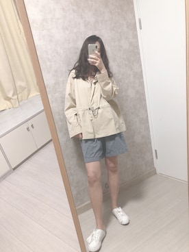 「通勤穿搭」｜「アイテム（ブルゾン）」を使った、春日弥生さん（レディース・167cm）の夏コーディネート
