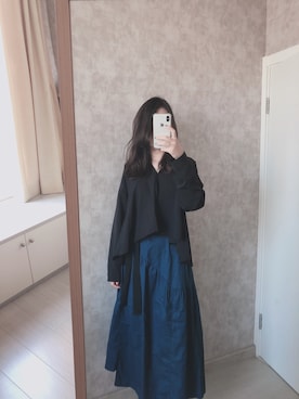 「盐系风格」｜「アイテム（スカート）」を使った、春日弥生さん（レディース・167cm）の秋コーディネート