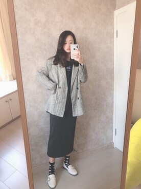 「基础款」｜「アイテム（ローファー）」を使った、春日弥生さん（レディース・167cm）の秋コーディネート