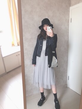 「日系极简」｜「アイテム（デニムジャケット）」を使った、春日弥生さん（レディース・167cm）の秋コーディネート
