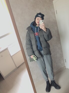 「日系极简」｜「アイテム（ダウンジャケット/コート）」を使った、春日弥生さん（レディース・167cm）の秋コーディネート