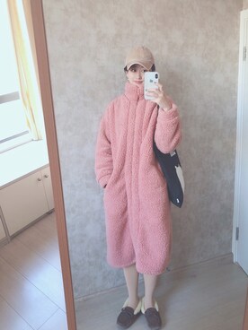 「日系极简」｜「アイテム（モカシン/デッキシューズ）」を使った、春日弥生さん（レディース・167cm）の冬コーディネート
