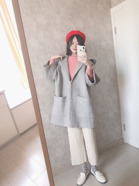 「日系极简」｜「アイテム（ダウンジャケット/コート）」を使った、春日弥生さん（レディース・167cm）の秋コーディネート
