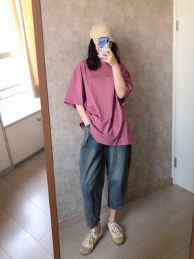 「日系极简」｜「アイテム（帽子）」を使った、春日弥生さん（レディース・167cm）の春コーディネート