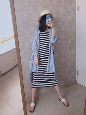 「日系极简」｜「アイテム（サンダル）」を使った、春日弥生さん（レディース・167cm）の春コーディネート