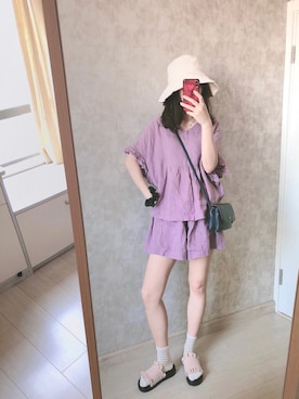「日系极简」｜「アイテム（オールインワン・サロペット）」を使った、春日弥生さん（レディース・167cm）の春コーディネート