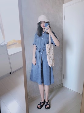 「日系极简」｜「アイテム（サンダル）」を使った、春日弥生さん（レディース・167cm）の夏コーディネート