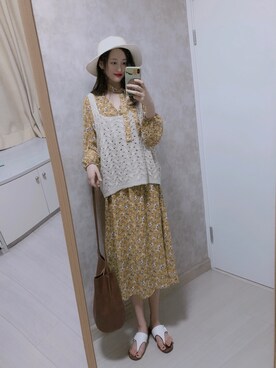 「休闲」｜「アイテム（ワンピース）」を使った、春日弥生さん（レディース・167cm）の夏コーディネート