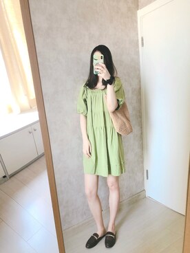 「日系极简」｜「アイテム（ワンピース/ドレス）」を使った、春日弥生さん（レディース・167cm）の夏コーディネート