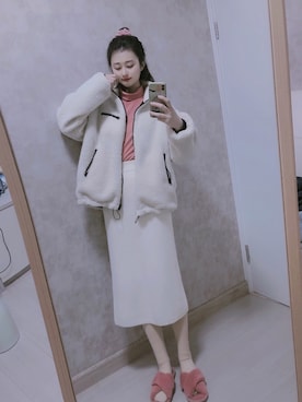 「日系极简」｜「アイテム（スカート）」を使った、春日弥生さん（レディース・167cm）の秋コーディネート
