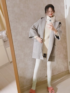 「日系极简」｜「アイテム（ダウンジャケット/コート）」を使った、春日弥生さん（レディース・167cm）の秋コーディネート