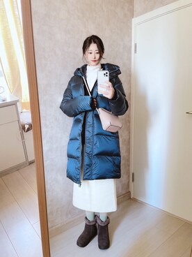 「日系极简」｜「アイテム（ダウンジャケット/コート）」を使った、春日弥生さん（レディース・167cm）の冬コーディネート
