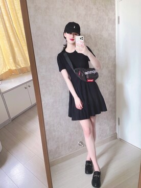 「休闲」｜「アイテム（スリッポン）」を使った、春日弥生さん（レディース・167cm）の夏コーディネート