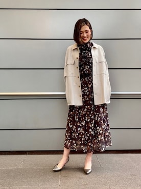 「ナラカミーチェ」｜「アイテム（ノーカラージャケット）」を使った、kaaya0207さん（レディース・166cm）の冬コーディネート