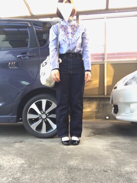 「ハイウエストストレートジーンズ」｜saya.さん（レディース・160cm）の春コーディネート